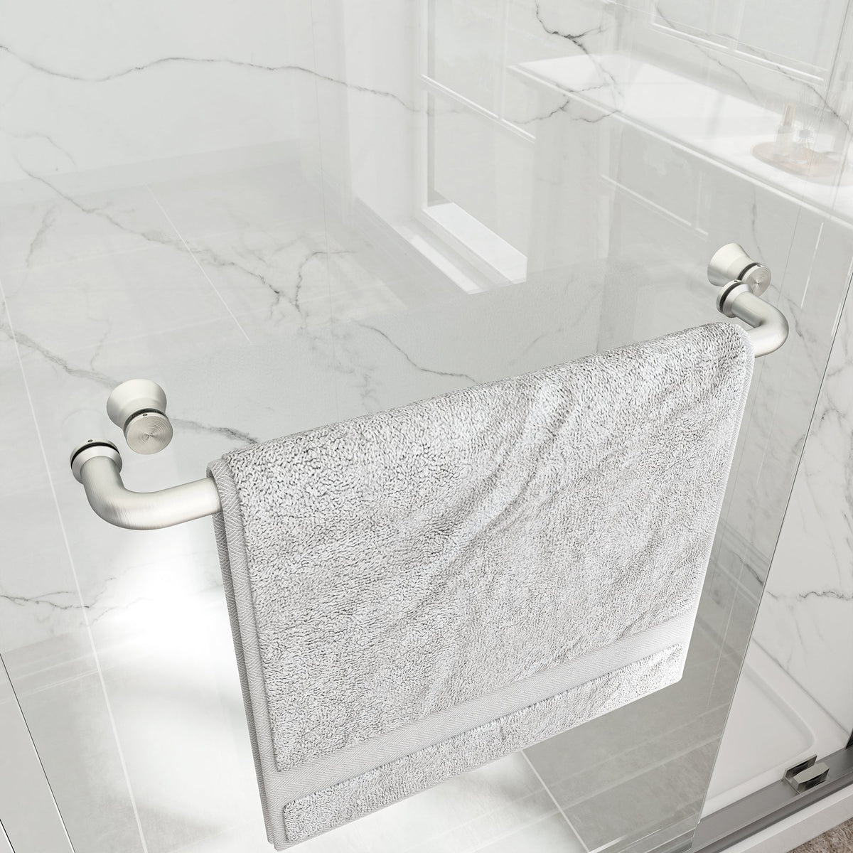 Brushed Nickel Reversible Installation Double Bypass Sliding Shower Door, photo 8 of 10
