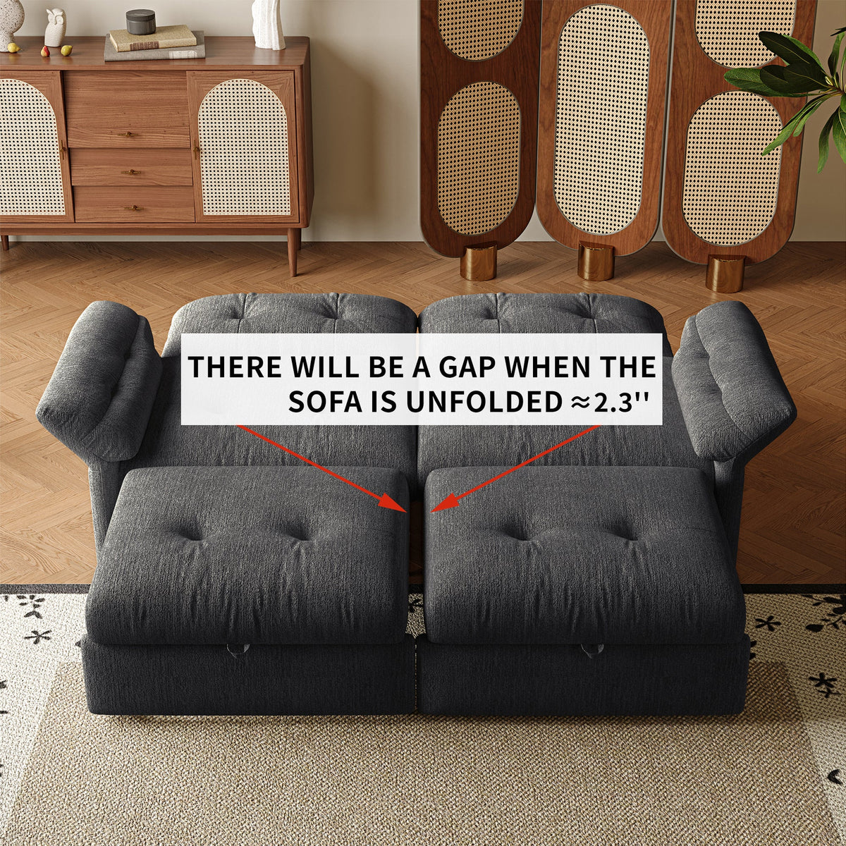 Multi-Functional Sofa Bed - 81.5 Inch Plush Chenille Sofa, photo 8 of 10