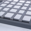 4 Piece Outdoor Sofa Set with Acacia Wood Top, Padded Patio Conversation Table Chair Set w/Coffee Table for Garden, Backyard, Poolside Dark Grey Cushion