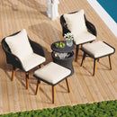 5 Pieces Patio Furniture Chair Sets, Patio Conversation Set With Wicker Cool Bar Table, Ottomans,Outdoor Furniture Bistro Sets for Porch,Backyard,Balcony,Poolside Black&Beige