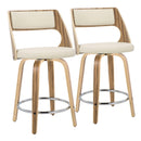 Cecina - Mid-Century Modern Fixed Height Counter Stool With Swivel With Round Footrest (Set of 2) - Zebra / Cream by HouseOfZazla
