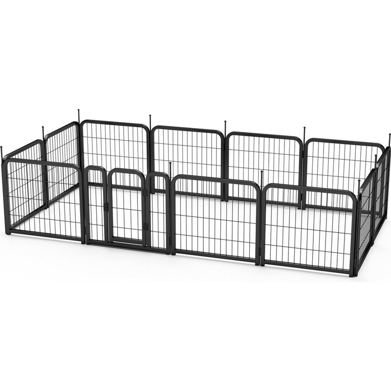 Dog Playpen Outdoor, 12 Panel Dog Fence 24" Pet Pen for Small Dogs Pet Exercise Pen for Puppy/Rabbit/Small Animals Portable Playpen for RV Camping Garden Yard, Indoor. Black, 22.2" W x 23.6" H.
