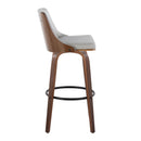 Gianna - Mid-Century Modern Fixed Height Barstool & Swivel With Round Footrest (Set of 2) - Walnut / Light Gray by HouseOfZazla