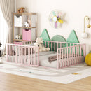 Metal Floor Bed Frame With Fence And Door by Unique Piece Furniture