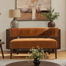Jared Roll Arm Tufted Bench Settee, Burnt
