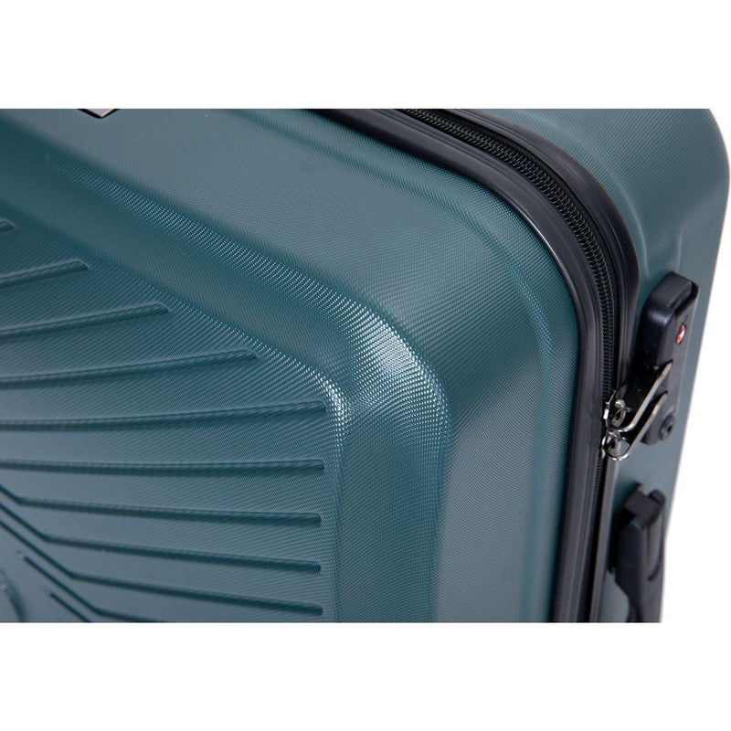 3 Piece Luggage Sets ABS Lightweight Suitcase with Two Hooks, Spinner Wheels, TSA Lock, (20/24/28), DARK GREEN