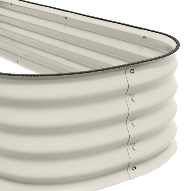 6.4' x 2' x 1' Galvanized Raised Garden Bed Kit, Outdoor Metal Elevated Planter Box with Safety Edging, Easy DIY Stock Tank for Growing Flowers, Herbs & Vegetables, Cream