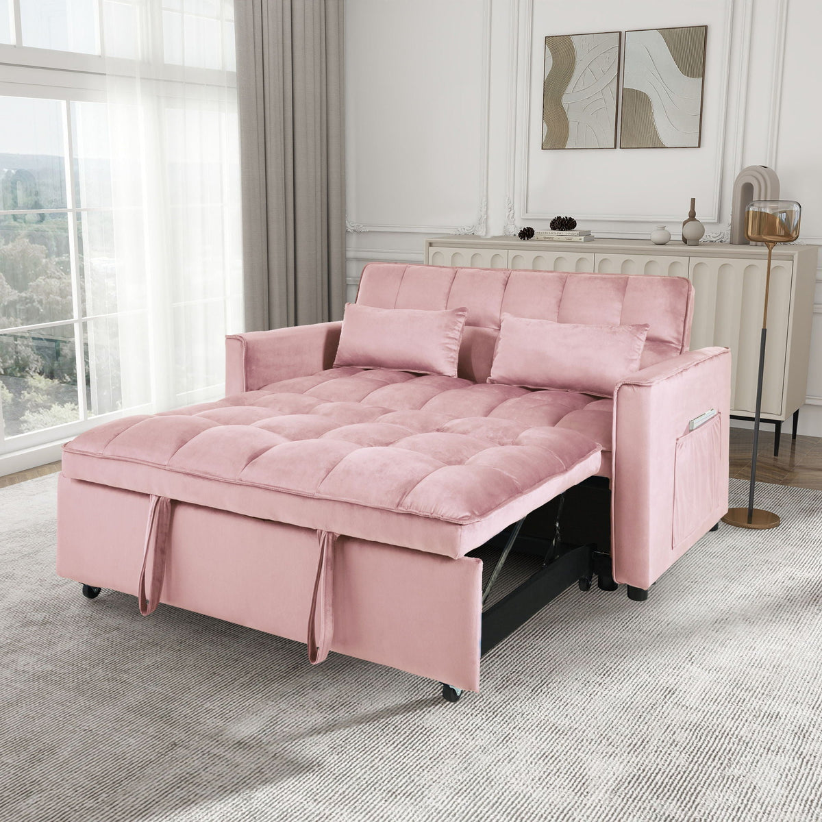 3 In 1 Pull Out Couch Convertible Sofa Bed With Reclining Backrest, photo 24 of 35