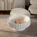Round Fluted Storage Table with Lift-Off Lid