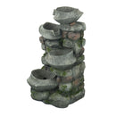 Indoor Outdoor Stone Water Fountain, 4 Tier Polyresin Cascading Rock Bowl Freestanding Fountain With LED Ligh - Gray by HouseOfZazla