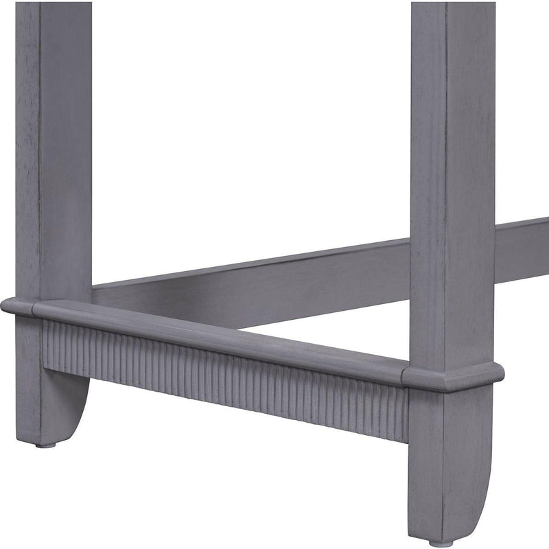 TREXM 4-Piece Dining Table Set for 3, Retro Kitchen Table and Chairs Set with 3 Storage Drawers, Ideal for Small Spaces (Gray)