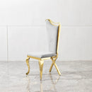 Gorgeous Streamlined High Back Fabric Stainless Steel Dining Chair (Set of 2) - Gold / Gray by HouseOfZazla