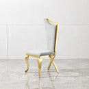 Gorgeous Streamlined High Back Fabric Stainless Steel Dining Chair (Set of 2) - Gold / Gray by HouseOfZazla