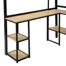Full Size Loft Bed With Staircase, Built In Desk And Shelves And Sleeping Surface - Black by HouseOfZazla