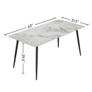 Dining Table with Sintered Stone Tabletop and Metal Legs, 63' Rectangular Modern Kitchen & Dining Room Table With 4 Dining Chairs