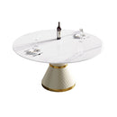 Modern Artificial Stone Round Carbon Steel Base Dining Table, Can Accommodate 6 People by Unique Piece Furniture