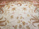 7' 7" x 9' 8" Needlepoint Rug Floral Beige Flat Weave Carpet 8x10 Handmade New Area Rug