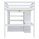 Loft Bed With Built In Wardrobe, Desk, Shelves And Drawers