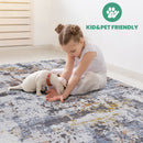 Payas - 8' X 10' Abstract Area Rug - Ivory / Blue by HouseOfZazla