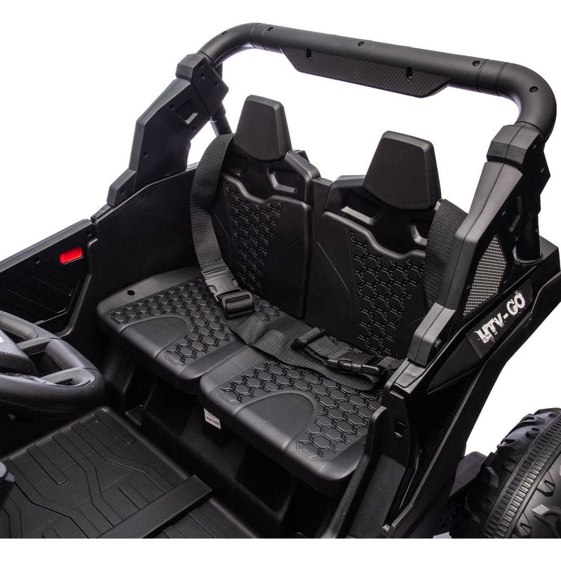 24V Two-Seater Kids Ride On UTV W/Parents Remote Control,Four-Wheel Suspension,Slow Start,Large wheel design,Anti-collision bar,Storage space,Music,USB,Bluetooth,Volume control,LED lights for Kids 3+.