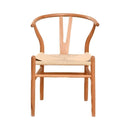 Natural Solid Wood Wishbone Design Backrest Chair with Canvas Seat for Dining Room and Kitchen