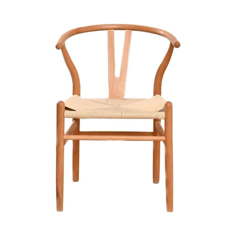 Natural Solid Wood Wishbone Design Backrest Chair with Canvas Seat for Dining Room and Kitchen