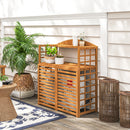 Outsunny Wood Air Conditioner Fence, Outdoor Privacy Screen Potting Table with Shelves by HouseOfZazla