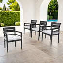 Outdoor Patio Dining Chairs With Outdoor Grade Sunbrella Fabric Cushions, Tapered Feet (Set of 4) - Ember Black by HouseOfZazla