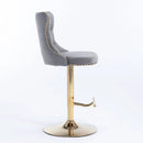A&A Furniture,Golden Swivel Velvet Barstools Adjusatble Seat Height from 25-33 Inch, Modern Upholstered Bar Stools with Backs Comfortable Tufted for Home Pub and Kitchen Island（Gray,Set of 2） by Montret