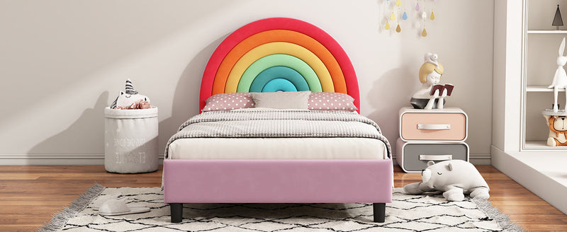 Walker Edison | Rainbow Design Upholstered Twin Platform Bed