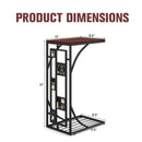 C-Shaped End Side Sofa Narrow Snack Table for Living Room-Brown by LJGDeals