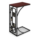 C-Shaped End Side Sofa Narrow Snack Table for Living Room-Brown by LJGDeals