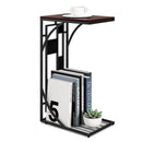 C-Shaped End Side Sofa Narrow Snack Table for Living Room-Brown by LJGDeals