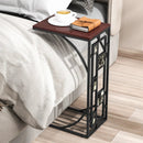 C-Shaped End Side Sofa Narrow Snack Table for Living Room-Brown by LJGDeals