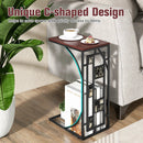 C-Shaped End Side Sofa Narrow Snack Table for Living Room-Brown by LJGDeals