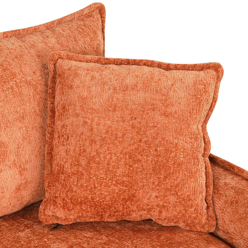 82.67"Convertible Sofa Bed Sectional Sofa Sleeper L-shaped Sofa with a Storage Ottoman,Two Pillows, Two Power Sockets and Two USB Ports for Living Room, Orange