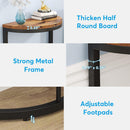Slim Half Moon 2 Tier Semi Circle End Table, Wide Storage For Living - Rustic Brown
