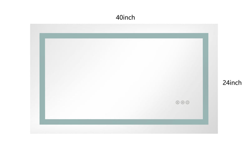 40x24 LED Lighted Bathroom Wall Mounted Mirror with High Lumen+Anti-Fog Separately Control+Dimmer Function