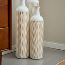 Floor Metal Vase Modern Style Decoration Home Metal Vase 3 Piece Set Gorgeous Home Decoration Large Glazed Metal Vase - Gold / White