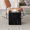 Luxurious Marble Texture Coffee Table Cube Design Elegant Living Room Accent - Black by Unique Piece Furniture