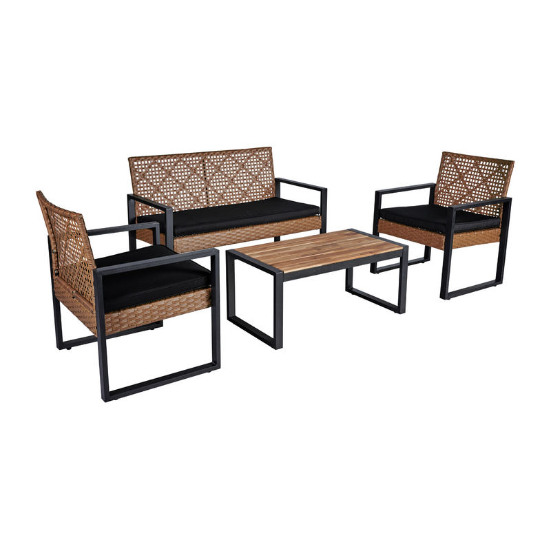 Walker Edison | Outdoor Wicker 4-Piece Patio Furniture Set