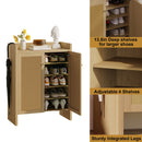 Rattan Shoe Cabinet with Doors, 6-Tier Storage Organizer