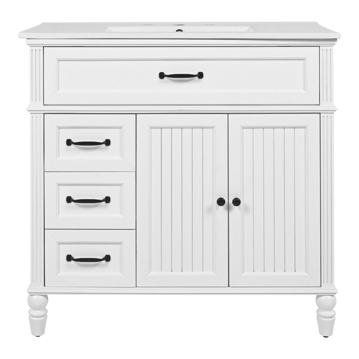 Bathroom Vanity With Sink, 2 Doors 2 Drawers, Freestanding Design, photo 3 of 40