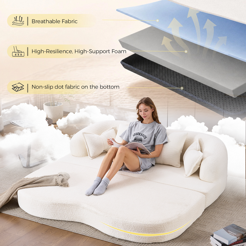 2-in-1 Foldable Sofa Bed with 4 Pillows, photo 4 of 10