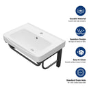 Wall Mounted Rectangular Bathroom Sink With 304 Stainless Steel Towel Bar & Overflow - White by Unique Piece Furniture