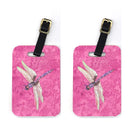 Dragonfly on Pink Luggage Tag