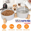 Ceramic Pet Bowls on Wooden Raised Stand by LJGDeals