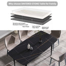 70.87" Modern Artificial Stone Curved Metal Leg Dining Table, Can Accommodate 6-8 People by HouseOfZazla