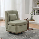 Wide Modern Cushioned Armless Metal Base 360° Swivel Chair With Pillow