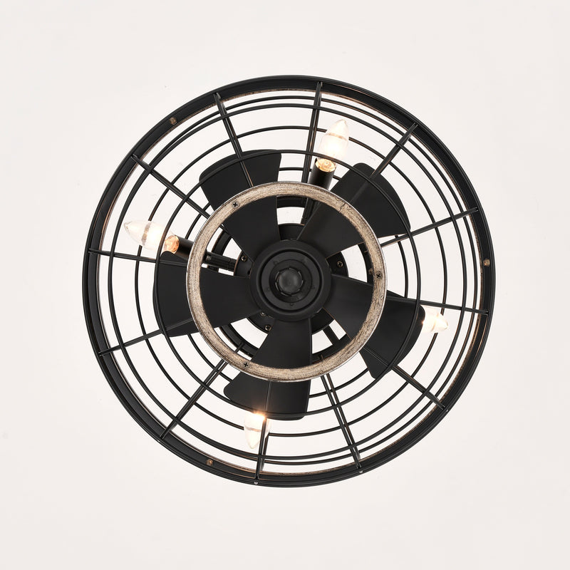 18" Farmhouse Ceiling Fans Light - Caged Ceiling Fan with Remote Control (3-Speeds Adjustable), Wood Rustic Enclosed Reversible Ceiling Fans for Bedroom, Living Room, Kitchen.